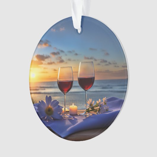 Wijn op het strand Oceaan Ornament (voorkant)