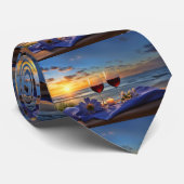 Wijn op het strand stropdas (Opgerold)