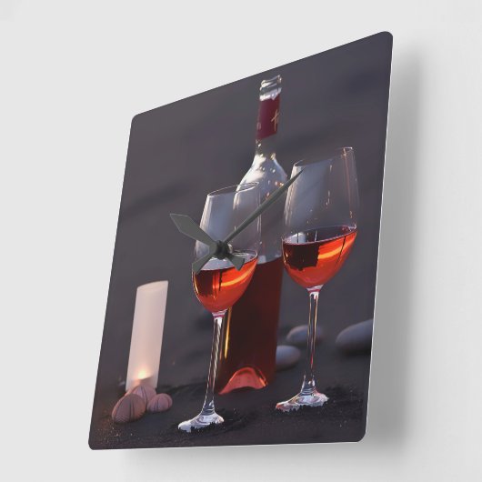 wijn op het strand vierkante klok (Hoek)