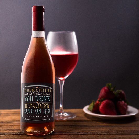 Wijn op ons Kinderen Gezegde Familienaam Custom Wijn Etiket