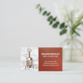 Wijn Opener | Rode lederen marmer Visitekaartje (Staand voorkant)