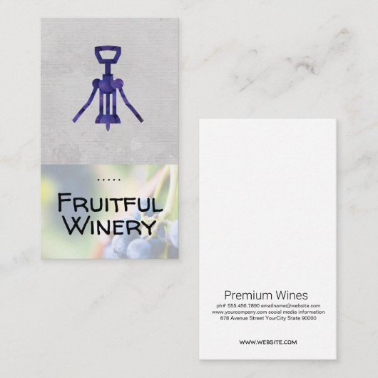 Wijn Opener | Wijndruiven | Sommelier Visitekaartje (Voorkant / Achterkant)