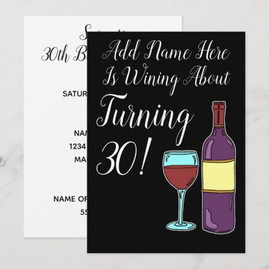 Wijn over 30e verjaardag Grappig Uitnodigen Kaart (Voorkant / Achterkant)