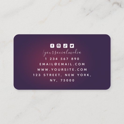 Wijn Paars Wit Weddenschap Cake Logo Sociale Media Visitekaartje (Achterkant)