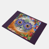  Wijn Paarse Hippie Flower Cat Art Deurmat (Schuin)
