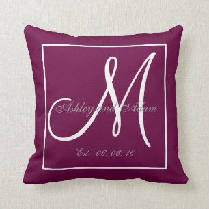 Wijn Paarse Monogram Weddenschap Keepaardpiloot Kussen