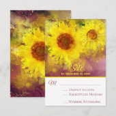 ~* Wijn Paarse rustieke zonnebloem bruiloft RSVP Kaartje (Voorkant / Achterkant)