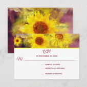 ** Wijn Paarse rustieke zonnebloem bruiloft RSVP Kaartje (Voorkant / Achterkant)