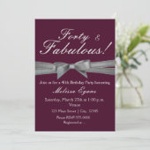 Wijn Paarse Zilveren Boog Feest Chic Evenement Uit Kaart (Staand voorkant)