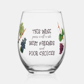 Wijn paren goed beste vrienden grappig wijnglas zonder voet (Voorkant)