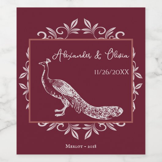 Wijn Pauw Slank Huwelijks Wijnlabel Wijn Etiket (Enkel label)