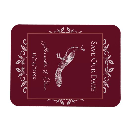 Wijn Peacock bloeit op de datum Magnet Magneet (Horizontaal)