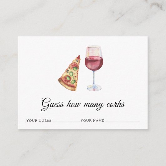 Wijn & Pizza - Hoeveel kurken bruids spel Informatiekaartje (Voorkant)