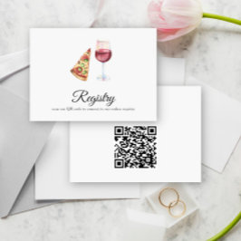 Wijn,Pizza QR Code Bruidsfeest Registratie Informatiekaartje