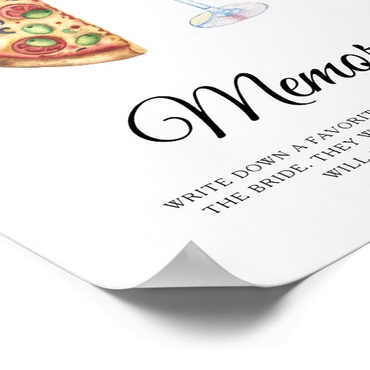 Wijn Pizza Vrijgezellenfeest Herinneringen met de  Poster (Hoek)