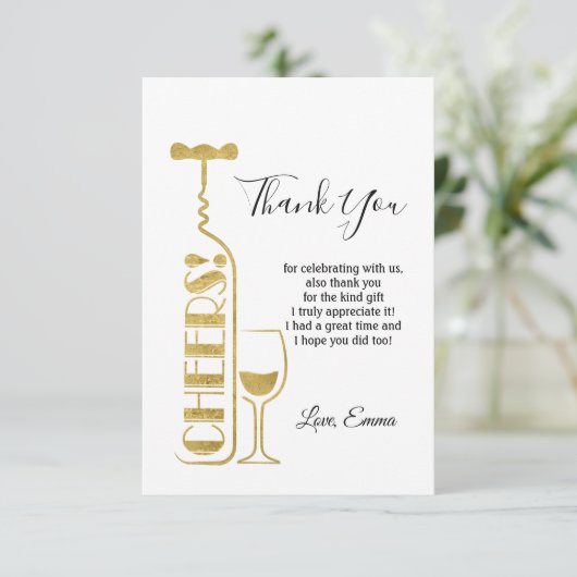 wijn, proost dank je kaart (Staand voorkant)