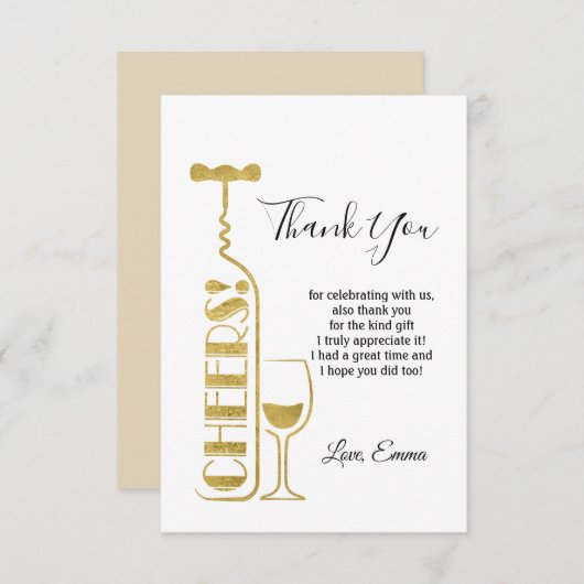 wijn, proost dank je kaart (Voorkant / Achterkant)