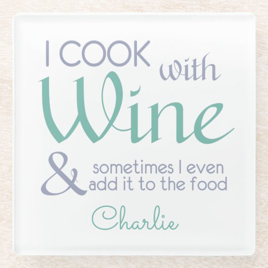 Wijn Quote aangepaste naam glass onderzetter (Voorkant)