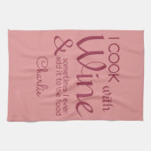 Wijn Quote aangepaste naam keukenhanddoek (Horizontaal)