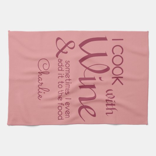 Wijn Quote aangepaste naam keukenhanddoek (Horizontaal)