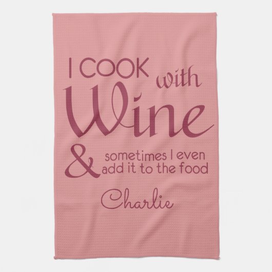 Wijn Quote aangepaste naam keukenhanddoek (Verticaal)