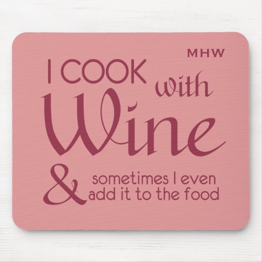 Wijn Quote monogram mousepad Muismat (Voorkant)