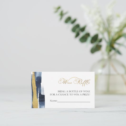 Wijn Raffle Game | Abstract blauw Vrijgezellenfees Informatiekaartje (Staand voorkant)