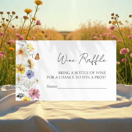 Wijn Raffle Game | Wildflower Boho Vrijgezellenfee Informatiekaartje