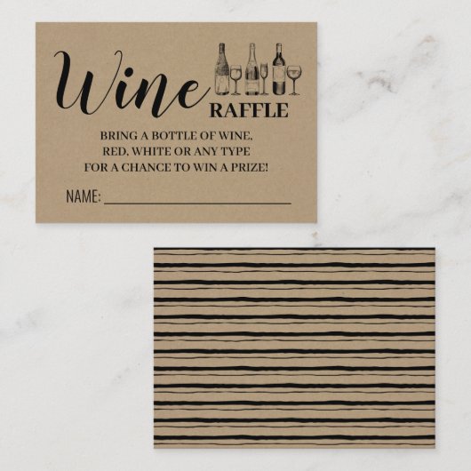 Wijn Raffle Ticket Couples Shower Rustige Kaart (Voorkant / Achterkant)