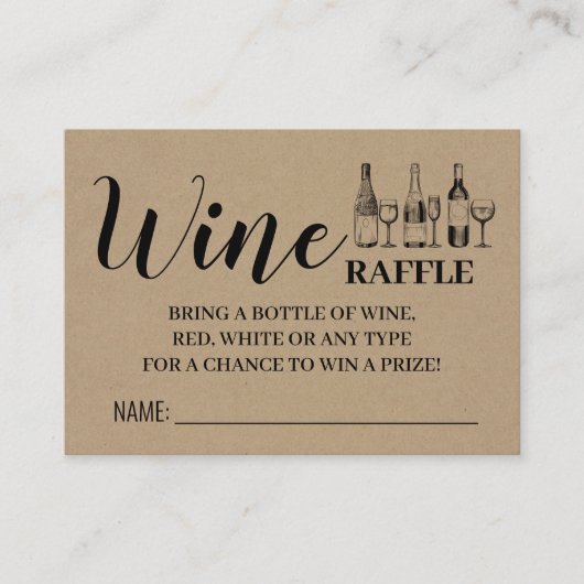 Wijn Raffle Ticket Couples Shower Rustige Kaart (Voorkant)