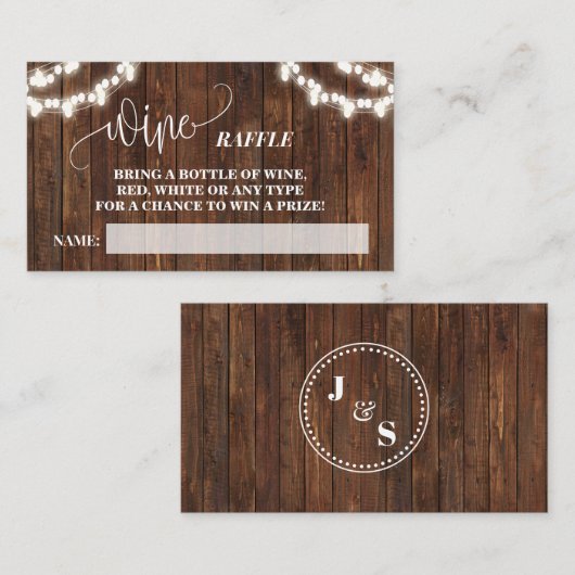 Wijn Raffle Ticket Western Vrijgezellenfeest (Voorkant / Achterkant)