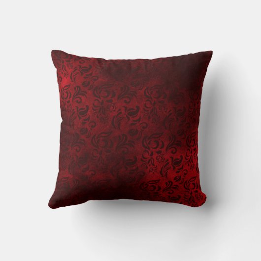 Wijn Red Floral gepatterd Kussen (Achterkant)