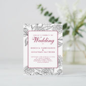 Wijn Red Floral Wedding RSVP Uitnodiging (Staand voorkant)