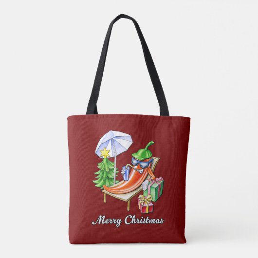 Wijn Red Funny Merry Christmas Pepper Tote Bag (Achterkant)