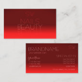 Wijn Red Gradient Chic Mirror Font met Monogram Visitekaartje (Voorkant / Achterkant)