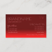 Wijn Red Gradient Chic Mirror Font met Monogram Visitekaartje (Achterkant)