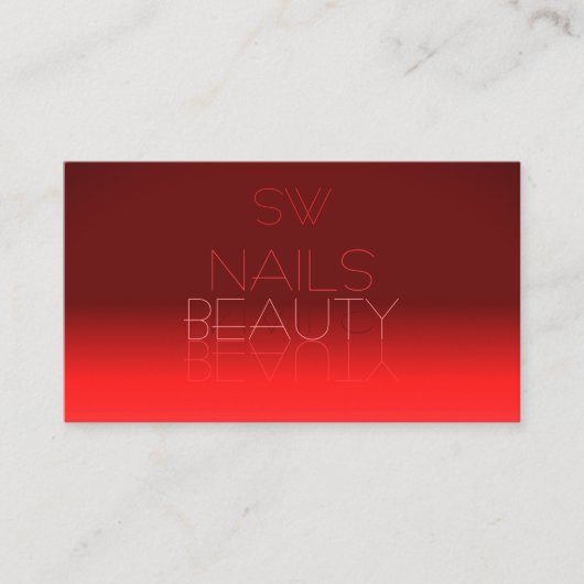 Wijn Red Gradient Chic Mirror Font met Monogram Visitekaartje (Voorkant)