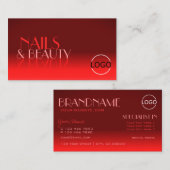 Wijn Red Gradient Mirror Font Classic Logo Elegant Visitekaartje (Voorkant / Achterkant)