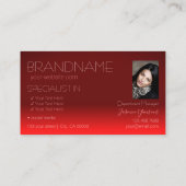 Wijn Red Gradient Mirror Font klassiek met foto Visitekaartje (Achterkant)