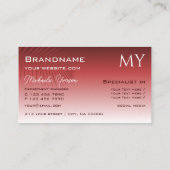 Wijn Red Gradient Palm Leaf Stylish met Monogram Visitekaartje (Achterkant)