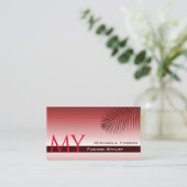Wijn Red Gradient Palm Leaf Stylish met Monogram Visitekaartje (Staand voorkant)