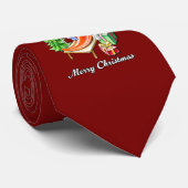 Wijn Red Jolly Merry Christmas Chili Stropdas (Opgerold)