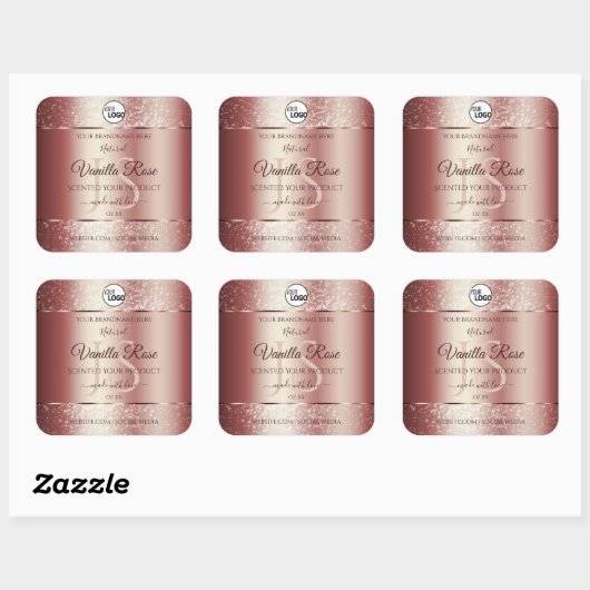 Wijn Red Soft Glitter Product Labels Monogram Logo (Vel)