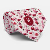 Wijn Red Sweet Peas Floral Stropdas (Opgerold)