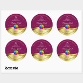 Wijn Red Wavy Gold Logo Monogram Productlabel Ronde Sticker (Vel)