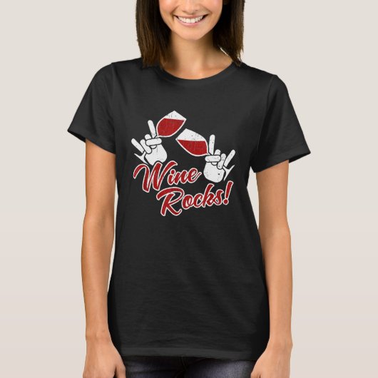 Wijn Rocks Drink Humor T-shirt (Voorkant)