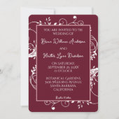 Wijn rode bloei bruiloft uitnodiging (Voorkant)