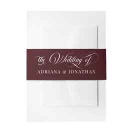 Wijn Rode Elegante Kalligrafie Bruiloft Uitnodigingen Wikkel