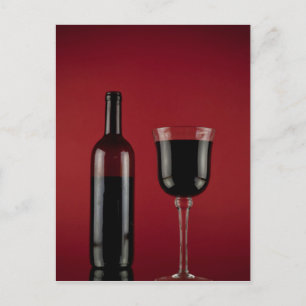 Wijn rode glazen fles briefkaart