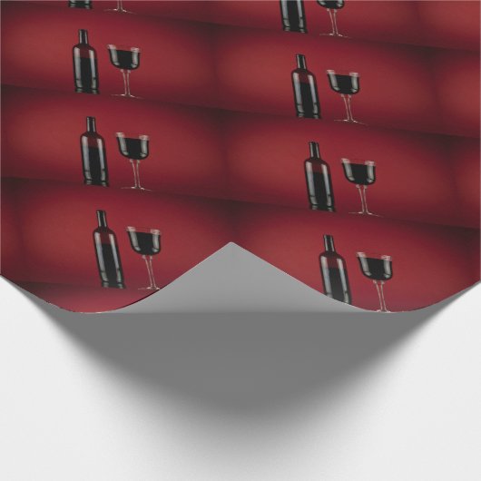 Wijn rode glazen fles cadeaupapier (Hoek)